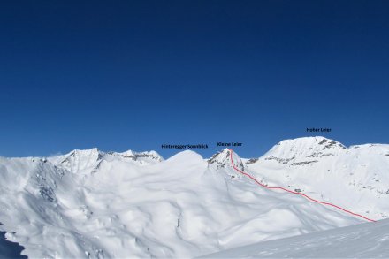 Slikano februarja 2014 z vrha Gurglitzena, južno od današnje smuke.